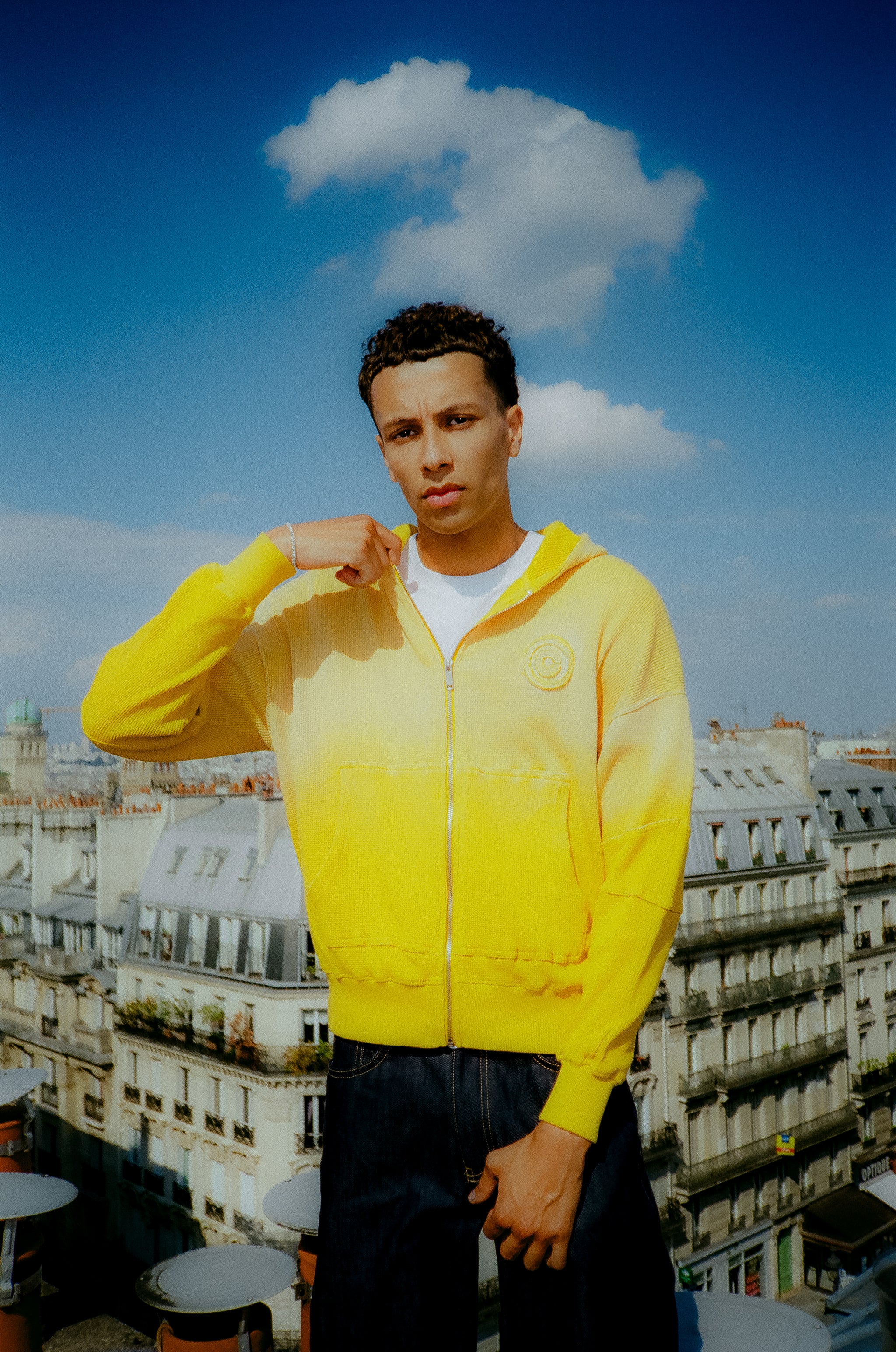 WAFFLE ZIP HOODIE YELLOW