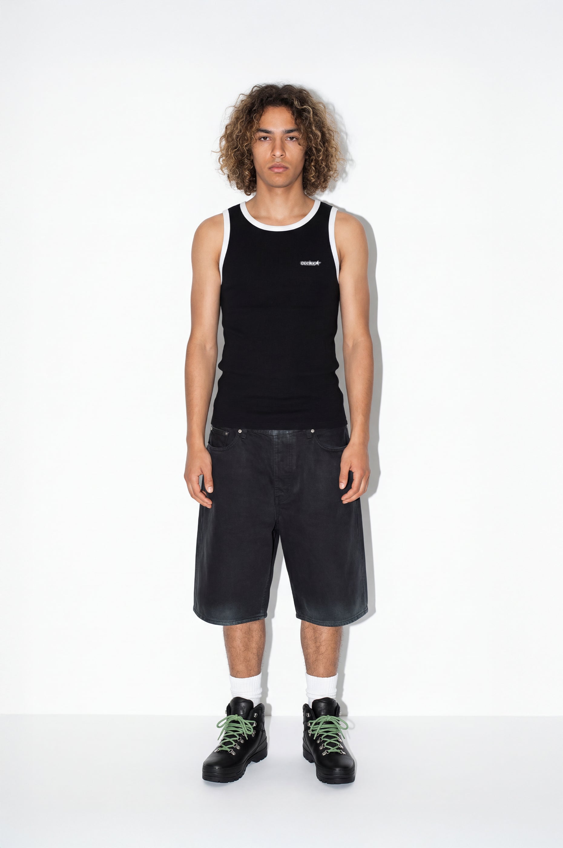 RIB TANK TOP BLACK/WHITE