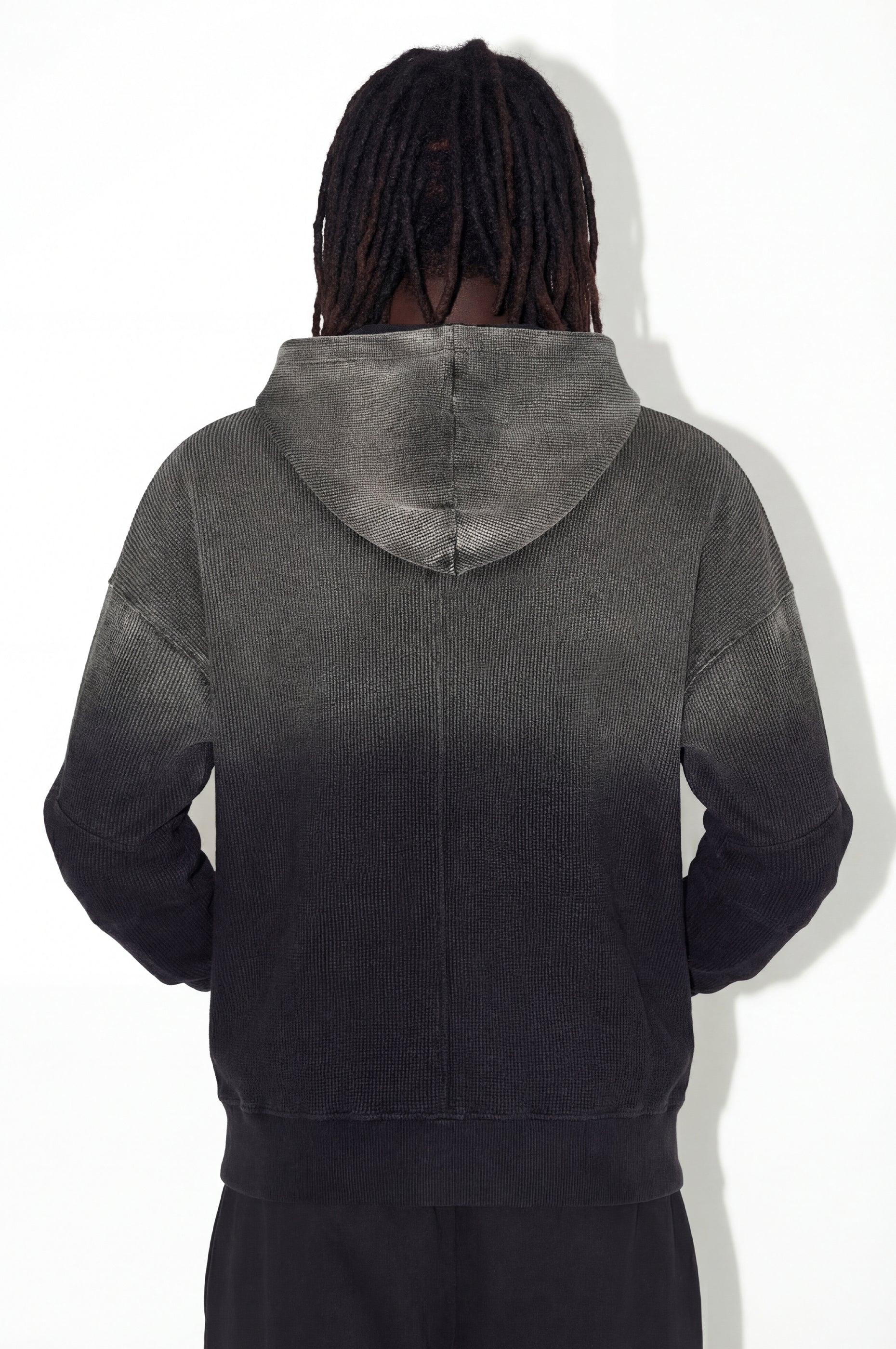 WAFFLE ZIP HOODIE BLACK