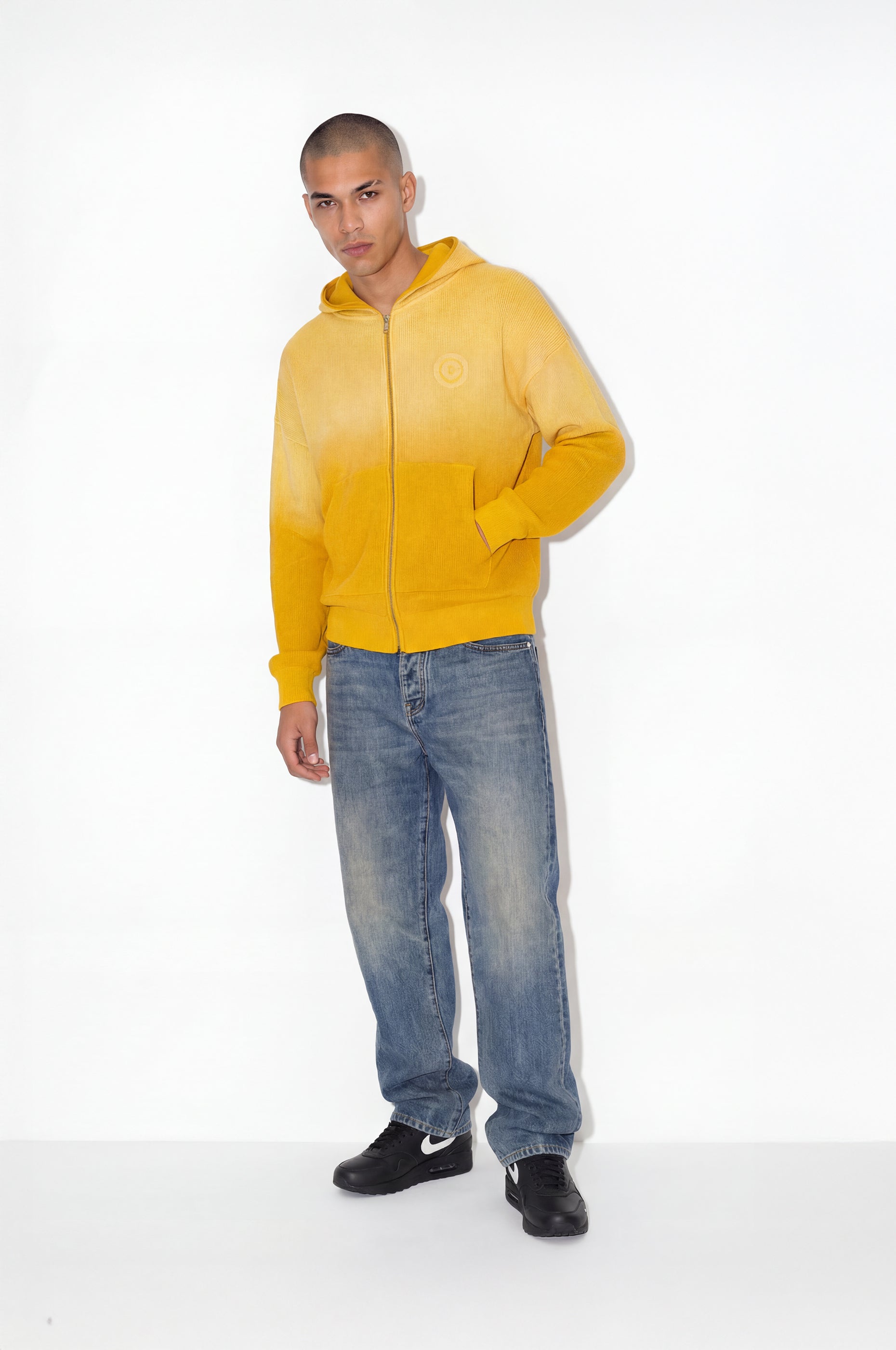 WAFFLE ZIP HOODIE YELLOW