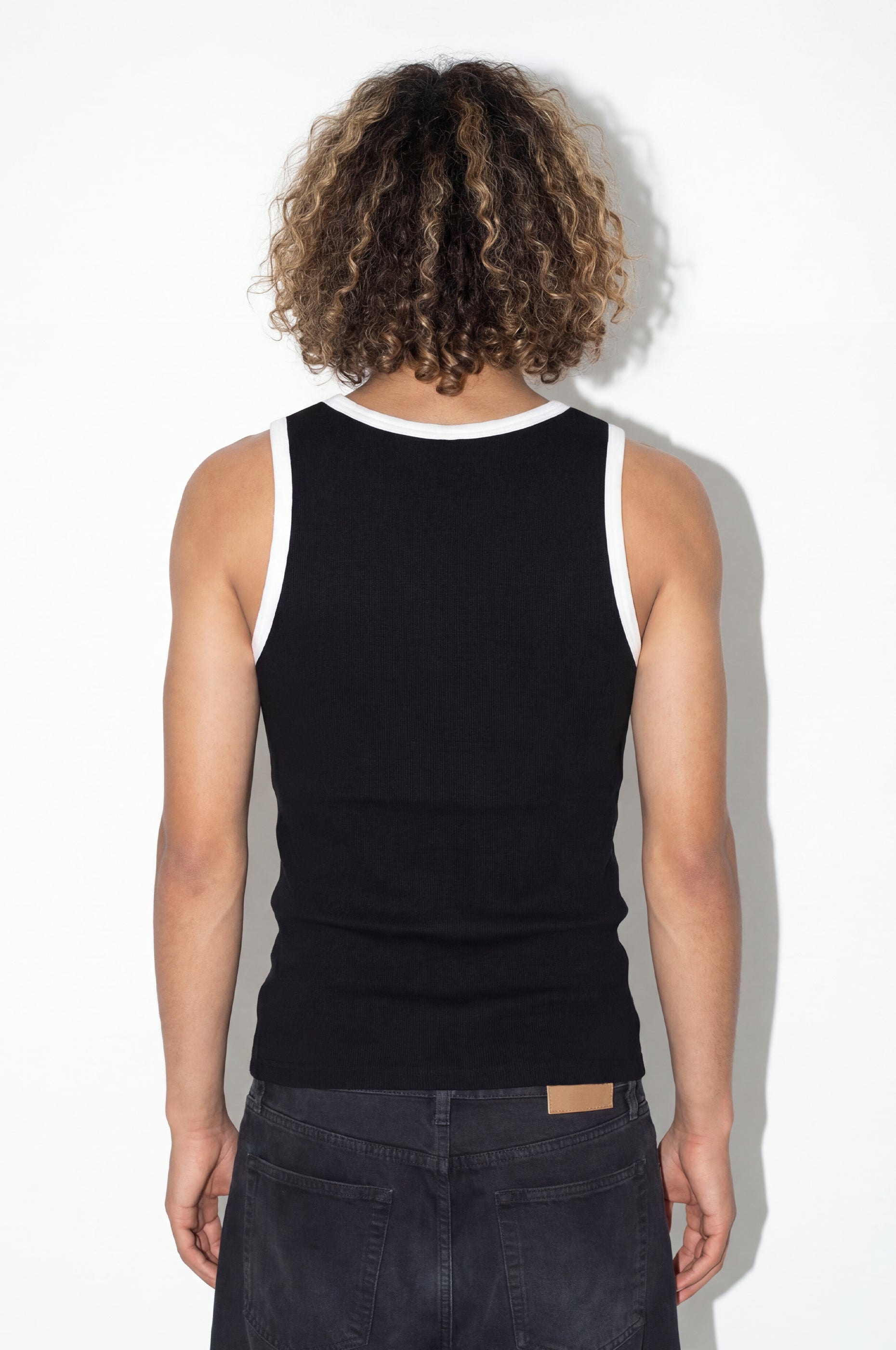 RIB TANK TOP BLACK/WHITE