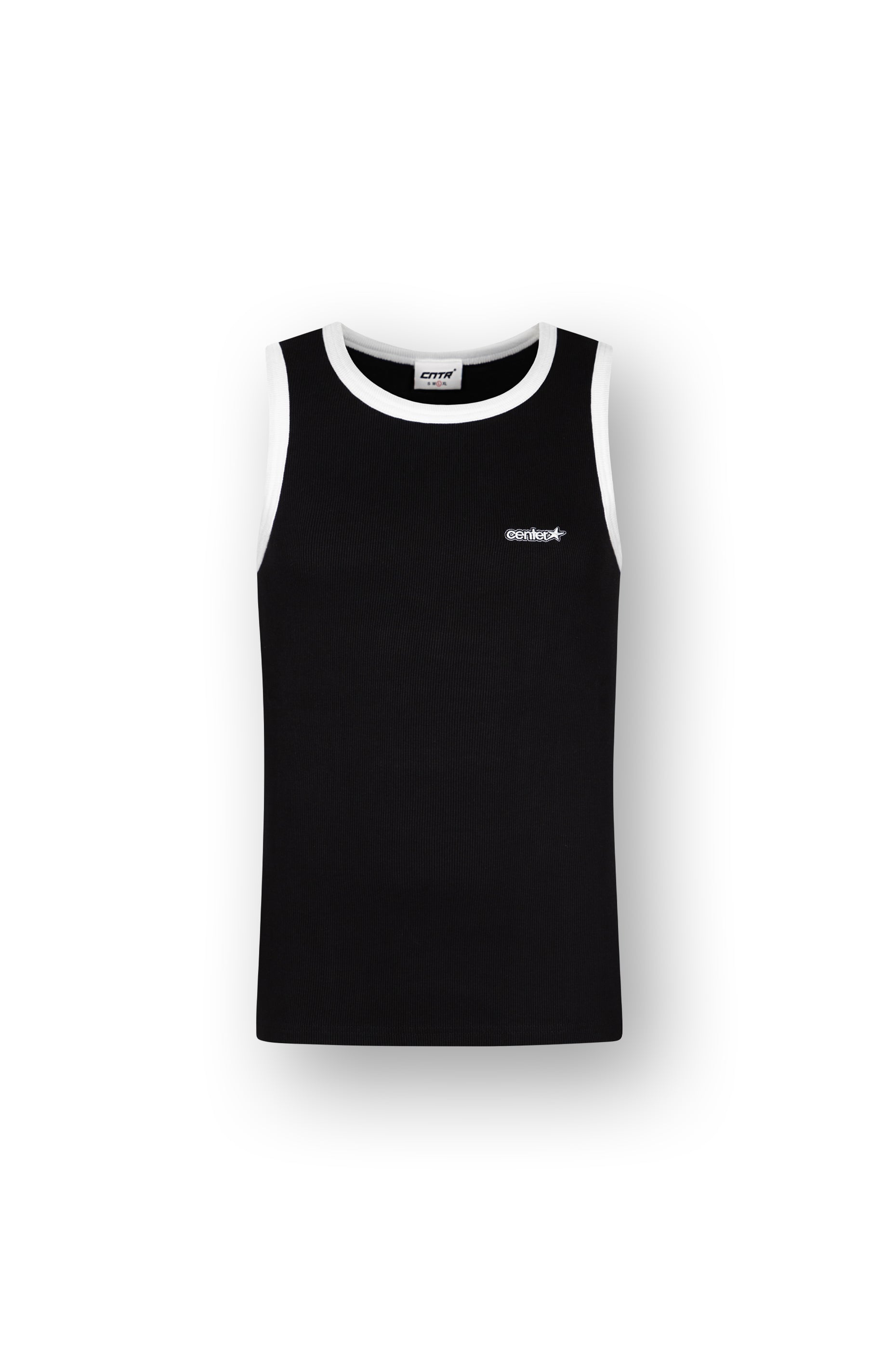 RIB TANK TOP BLACK/WHITE